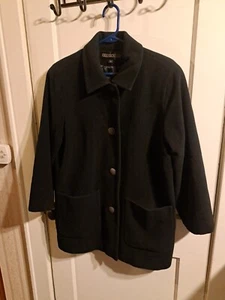 Kristen Blake Jacket Womens M Black Lambswool Nylon Cashmere Pea Coat - Picture 1 of 9