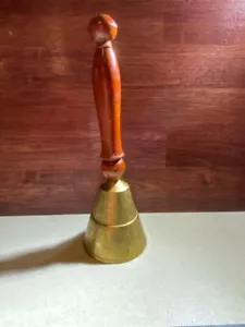 Vintage Brass Bell Made In India Wooden Handle - Picture 1 of 5