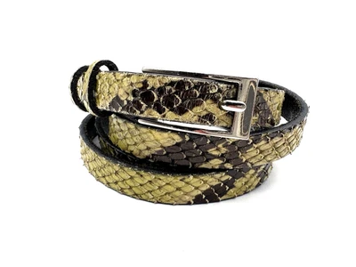 Express Women’s Leather Belt Medium Green Snake Print Skinny USA Made - Image 1 of 4