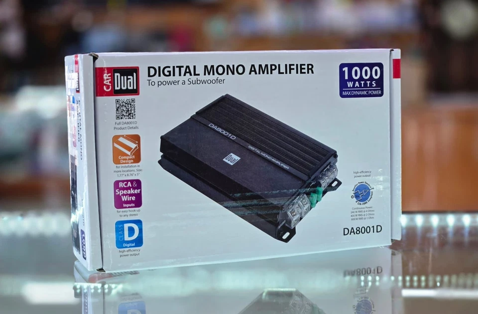Car Dual DA8001D Digital Mono Amplifier 1000 Watts Max  Dynamic Power - Image 1 of 3