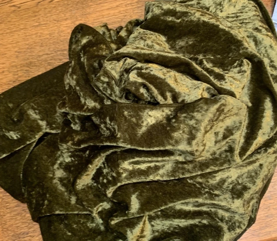 Tela de terciopelo elástico vintage verde panne Foto 1 de 1