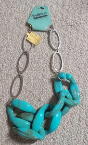 New Buffalo Exchange Turquoise Lucite Link Necklace 25 - Picture 1 of 5