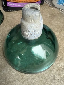 Large Aqua Glass High Voltage Electric Insulator Suspension Bell 10" Diameter - Picture 1 of 4
