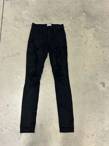 Jeans skinny AGOLDE Sophie High Rise taglia 26 nero sbiadito distrutto denim elasticizzato - Foto 1 di 14