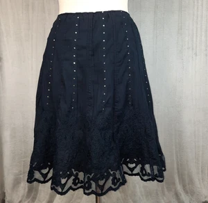 Vintage Y2K Rock Damen 12 blau bestickt Netz Spitze Pailletten Boho Fee Grunge 90er - Bild 1 von 16
