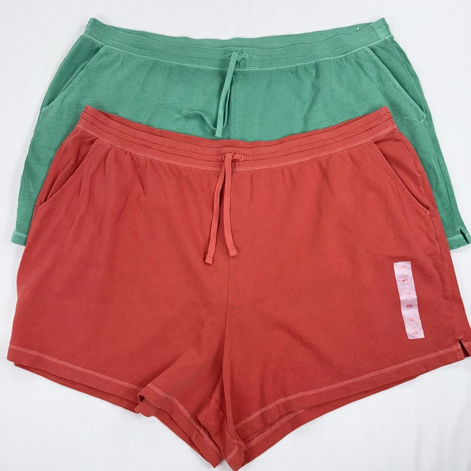 Juego corto Old Navy Plus para mujer de felpa francesa 4X naranja verde Foto 1 de 4