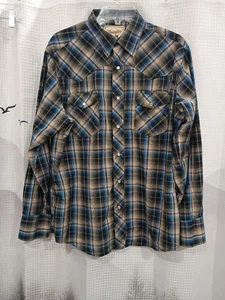 Wrangler Men's Large Plaid Cotton Polyester Long Sleeve Collared Snap Up Shirt - Picture 1 of 7