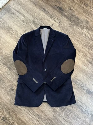 Chaqueta Blazer 40R Cuero Parches en el Codo Saddlebred Heritage Azul Marino Pana Para Hombre Foto 1 de 4