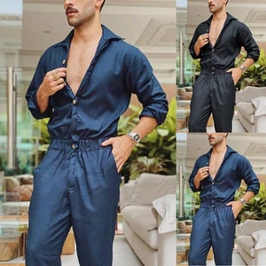 Tute monopetto tinta unita streetwear risvolto colletto revers uomo - Foto 1 di 40