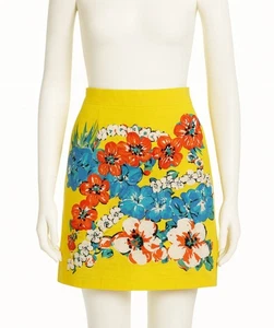 Vintage Escada Rock Damen EU 40 gelb auffälliges Blumenmuster A-Linie Designer " - Bild 1 von 7