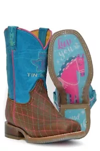 Neu! Jugend Blech Haul blaugrün 'HEARTS & COLTS' COWBOYSTIEFEL mit Pferdesohle in 11 GRÖSSEN - Bild 1 von 3
