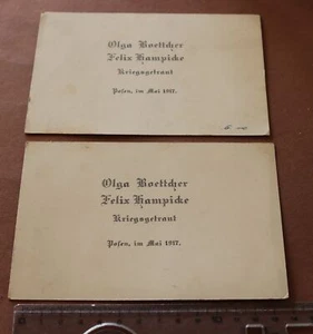 zwei alte Namenskarten - Kriegstrauung 1917 Posen - Picture 1 of 3