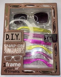 D.I.Y. SNAP ON SUNGLASSES 1-FRAME/4-PAIRS OF TEMPLES 16 COMBOS So COOL Nordstrom - Picture 1 of 2
