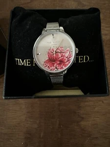 Ted Baker Kate Floral Dial Silver Mesh Bracelet Stainless Steel Watch - Picture 1 of 4