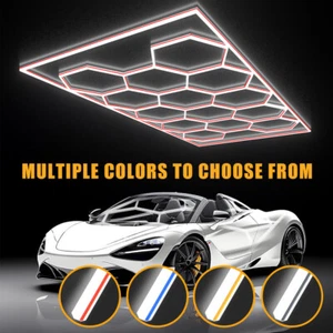 14Grid Hexagon LED Lampe Röhren Werkstatt Garage Wand Decken Leuchte Beleuchtun* - Bild 1 von 47