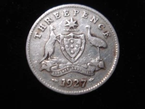 Australian 1927 Sterling Silver Threepence Coin Predecimal KGV - Picture 1 of 2