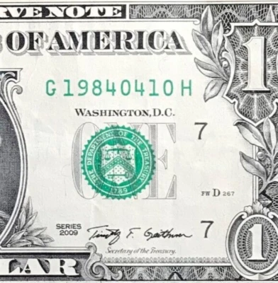 1984 April 10 : G 19840410 H BIRTHDAY Note $1 One Dollar Bill   - Image 1 of 3