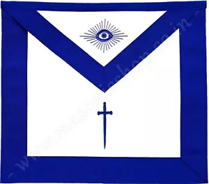 FREIMAURERBLAUE LODGE OFFIZIERSSCHÜRZE HANDBESTICKT - TYLER (MA-115-V) - Bild 1 von 2