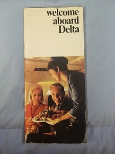 DELTA AIRLINES Welcome Aboard Brochure Route Maps Seat Saver & Information Card - Picture 1 of 8