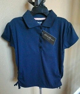 Uniform shirt Girls 5/6 M Eddie Bauer navy blue Polo - Picture 1 of 3