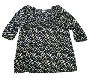 Camicia Avenue taglia plus 26/28 V manica a 3/4 nera marrone chiaro setoso 4x - Foto 1 di 7