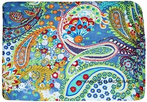 Indian Paisley Cotton Print Blue Luxury Soft Hippie Dress Making Fabric by Yard - Picture 1 of 3