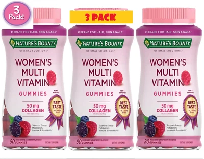 3 Pack Women's Multi Vitamin 240 Gummies 3x80 50mg Collagen Optimal Woman Health - Image 1 of 4