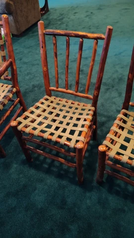 3 Vintage Rustic Old Hickory Chairs Cover