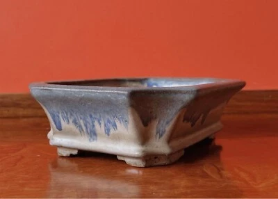 Bonsai pot Rectangular shape  W15cm D12cm H4cm Light blue glazed - Image 1 of 4