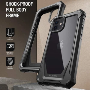 For iPhone 12 Mini Case Shockproof Rugged Hybrid Back Protector Cover Black - Picture 1 of 8