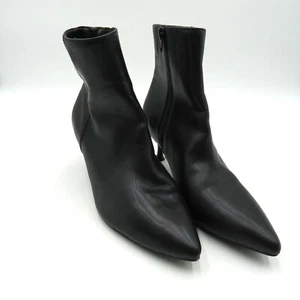 Rachel Zoe Boots Size 8.5 Black Pointed Toe Kitten Heel Ankle Faux Leather - Picture 1 of 9