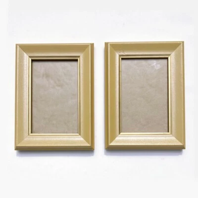 Par de marcos de madera vintage 6x8 - para cuadros 4x6 - pintado Lt Ocre Foto 1 de 4