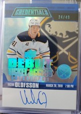 2019-20 Upper Deck Credentials Debut Ticket Access Auto 24/49 Victor Olofsson 