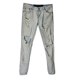 One Teaspoon Jeans Light Wash Super Distressed Size W31 L32 Womens Rigid Low - Picture 1 of 8