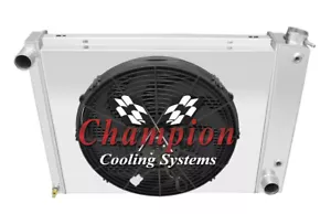 4 Row CR Champion Radiator, 16" Fan, Shroud for 1967 68 1969 Camaro Small Block - Picture 1 of 6