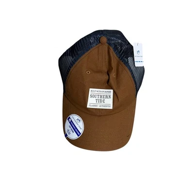 Southern Tide Mens Brown Waxed Trucker Hat Classic Authentic Baseball Cap NWT - Image 1 of 4