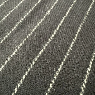 Vintage Black White Stripe Wool Blend Medium Weight Fabric 1yrd + 26"L x 56" W - Image 1 of 4