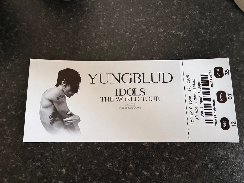 CUSTOM Yungblud Souvenir Ticket Idols The World Tour 2026