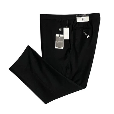 Lauren Ralph Lauren Para hombres 46x30 Calce Clásico Traje Pantalón Elastizado Negro Sólido NUEVO Foto 1 de 4