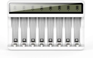 Powerowl 8 Bay AA AAA Batterieladegerät mit LCD Display (USB Quick White - Bild 1 von 7