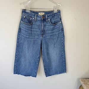 Madewell Pantalone Donna Vita Alta Gamba Larga Culottes Denim Blu Orlo Grezzo 29 Nuovo LEGGI - Foto 1 di 6