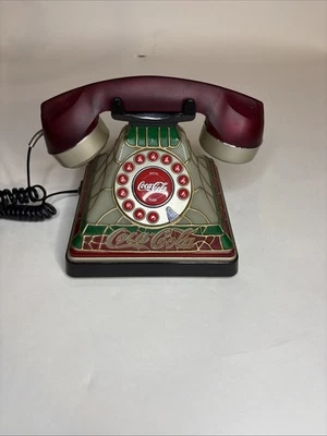 Teléfono fijo con botón pulsador Coca-Cola aspecto de vitral *SIN PROBAR* Foto 1 de 4