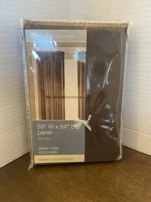 KMART Essential Home 59"Wx84"L sheer voile CHOCOLATE panel NEW - Image 1 of 2