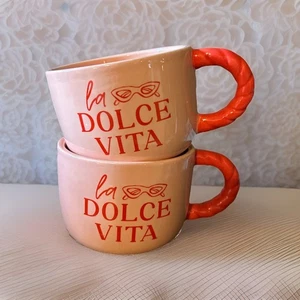 Pink La Dolce Vita 4” Mugs (2) - Picture 1 of 4