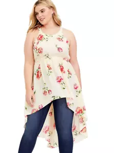 NUEVO TORRID 00X Marfil Floral Diosa Georgette Túnica Alta-Lo Cerradura Elastizada Top - Imagen 1 de 4