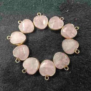 12pcs/lot Natural Rose Quartz Section Heart Connector Pendants GQ - Picture 1 of 4