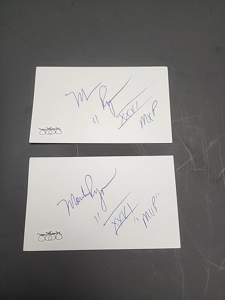 LOT of 2 Mark Rypien Signed Autographed Index Cards NFL Washington JSA? - Image 1 of 2