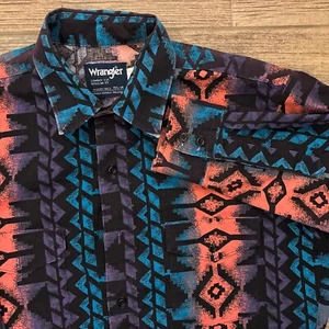 Vintage Wrangler Multicolor Western Long Sleeve Shirt 15.5x34 X-Long Tail Med - Picture 1 of 10