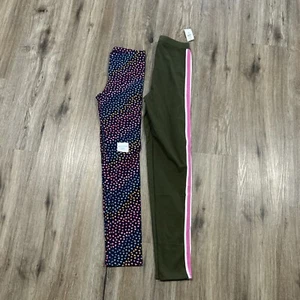NWT Lot of (2) Gap Girl’s Green Pink Stripe Blue Heart Print Leggings Sz 12 - Picture 1 of 5