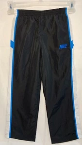 Nike Track Pants Boys 4 Black / Photo Blue LINED Athletic Wind Side Pockets NWT - Picture 1 of 8